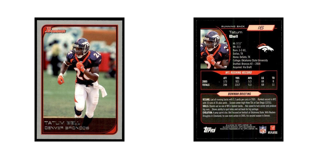 2006 Bowman Tatum Bell Football Cards #16