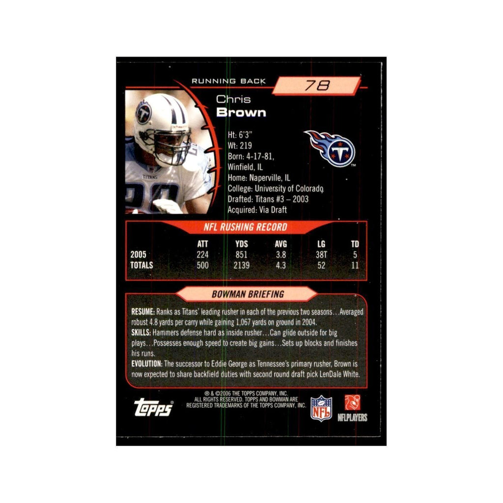 2006 Bowman Chris Brown Football Cards #78