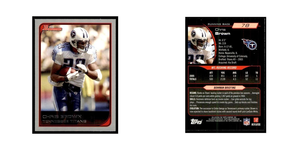 2006 Bowman Chris Brown Football Cards #78