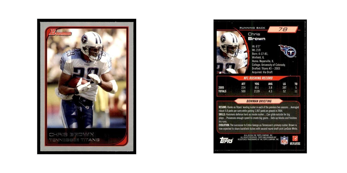 2006 Bowman Chris Brown Football Cards #78