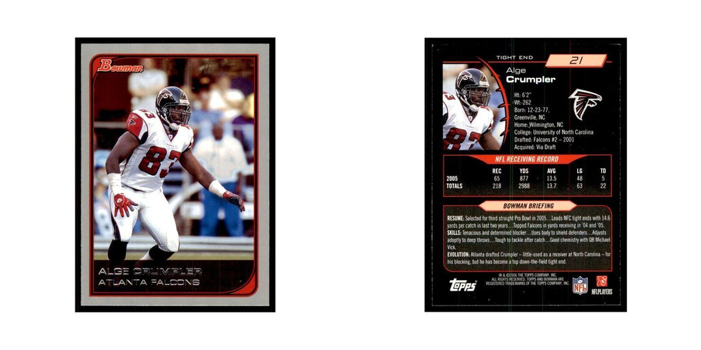 2006 Bowman Alge Crumpler Football Cards #2