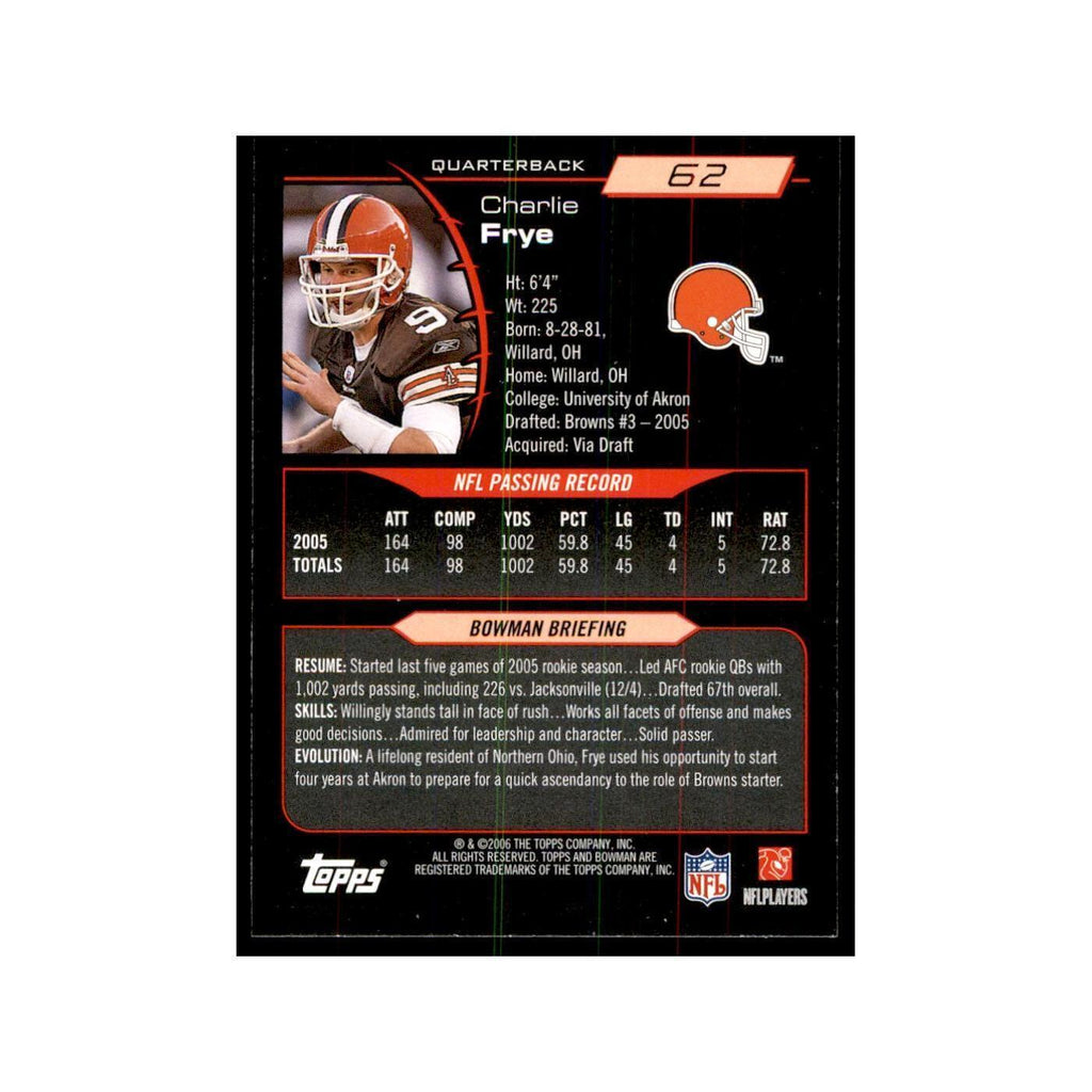 2006 Bowman Charlie Frye Football Cards #62