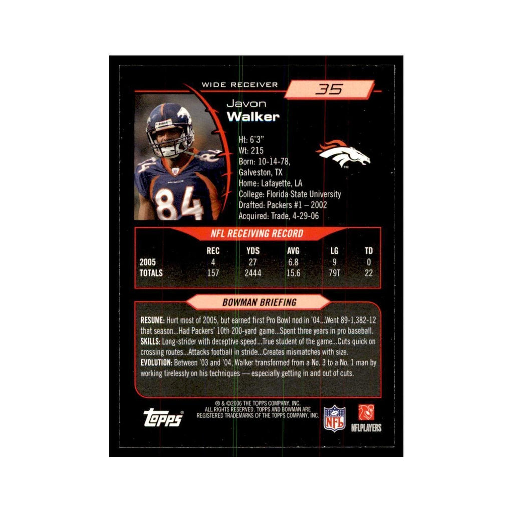 2006 Bowman Javon Walker Football Cards #35