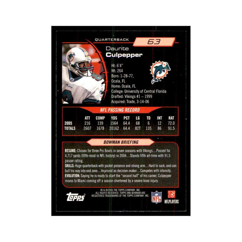 2006 Bowman Daunte Culpepper Football Cards #63