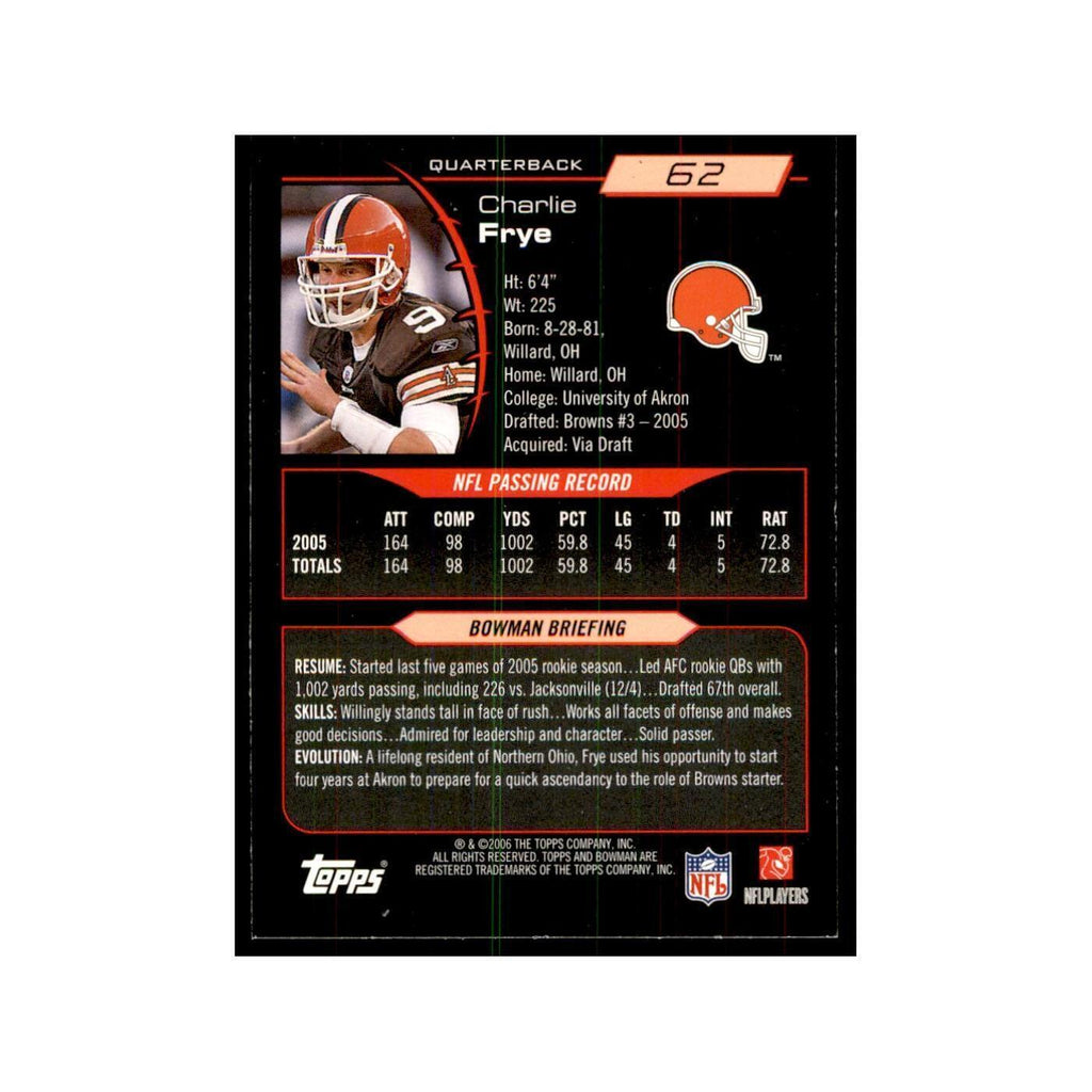 2006 Bowman Charlie Frye Football Cards #62