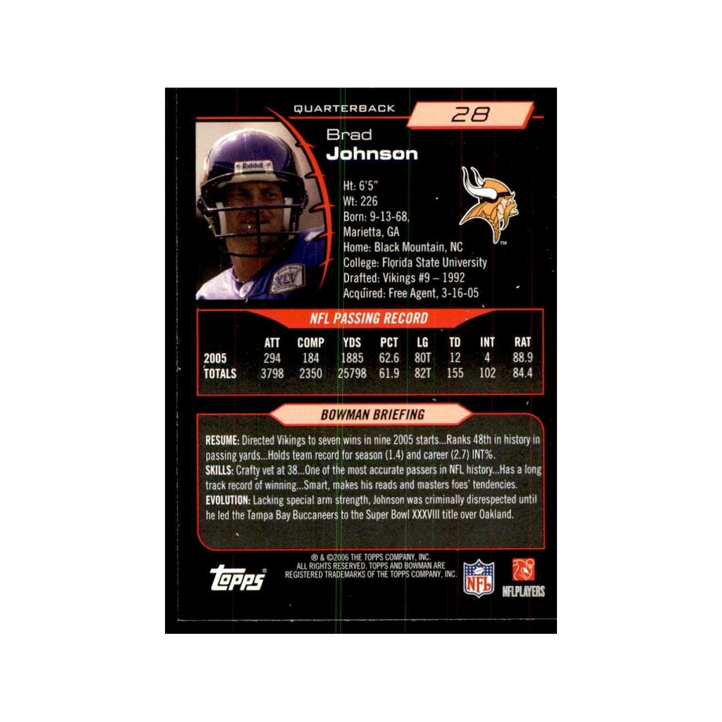 2006 Bowman Brad Johnson Football Cards #28