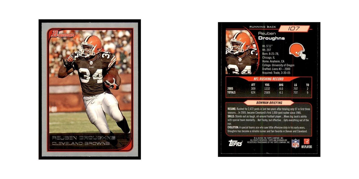 2006 Bowman Reuben Droughns Football Cards #107
