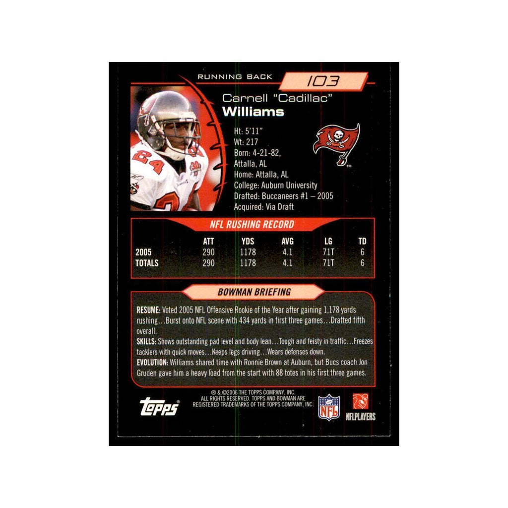2006 Bowman Cadillac Williams Football Cards #103