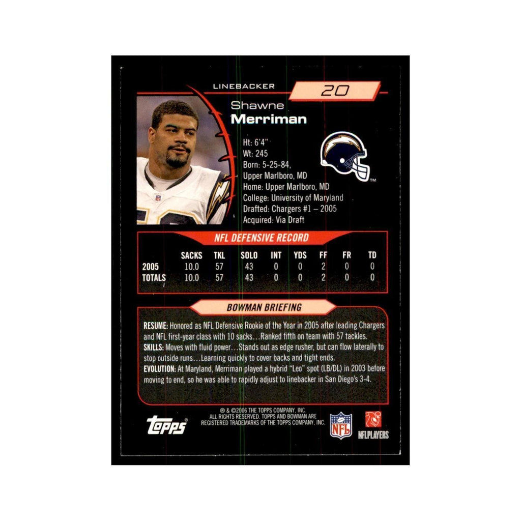 2006 Bowman Shawne Merriman Football Cards #20