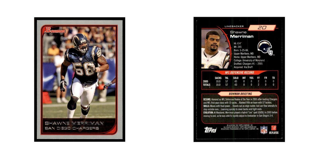 2006 Bowman Shawne Merriman Football Cards #20