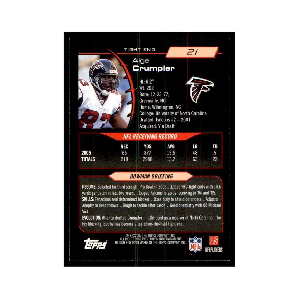 2006 Bowman Alge Crumpler Football Cards #21