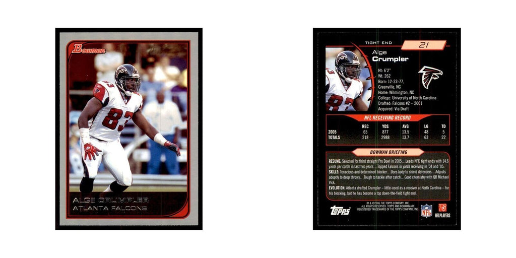 2006 Bowman Alge Crumpler Football Cards #21