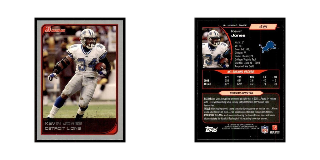 2006 Bowman Kevin Jones Football Cards #46