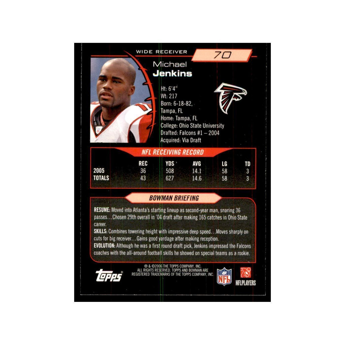 2006 Bowman Michael Jenkins Football Cards #70