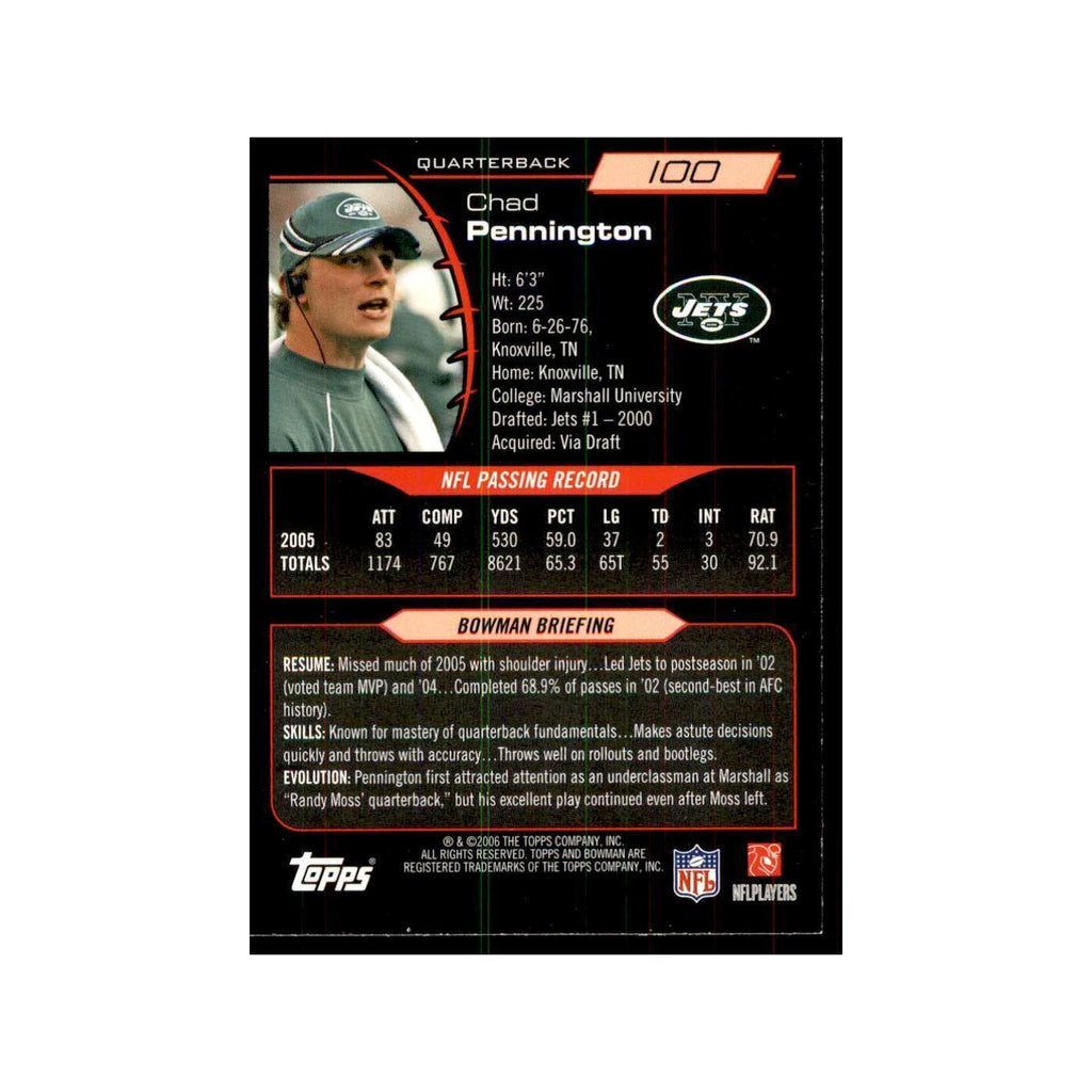 2006 Bowman Chad Pennington Football Cards #100