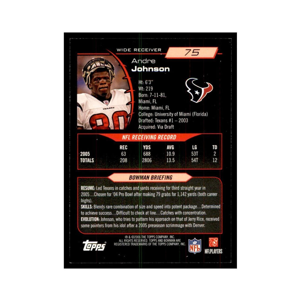 2006 Bowman Andre Johnson Football Cards #75