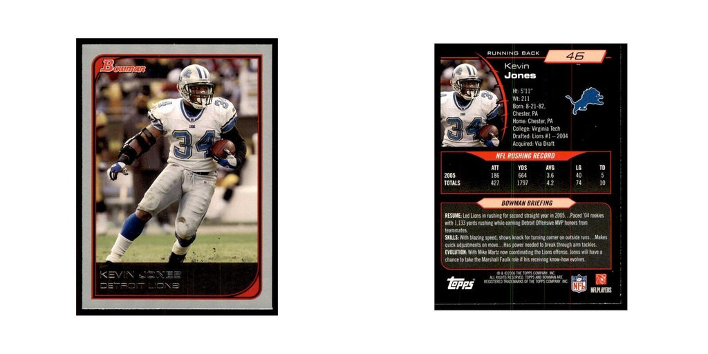 2006 Bowman Kevin Jones Football Cards #46