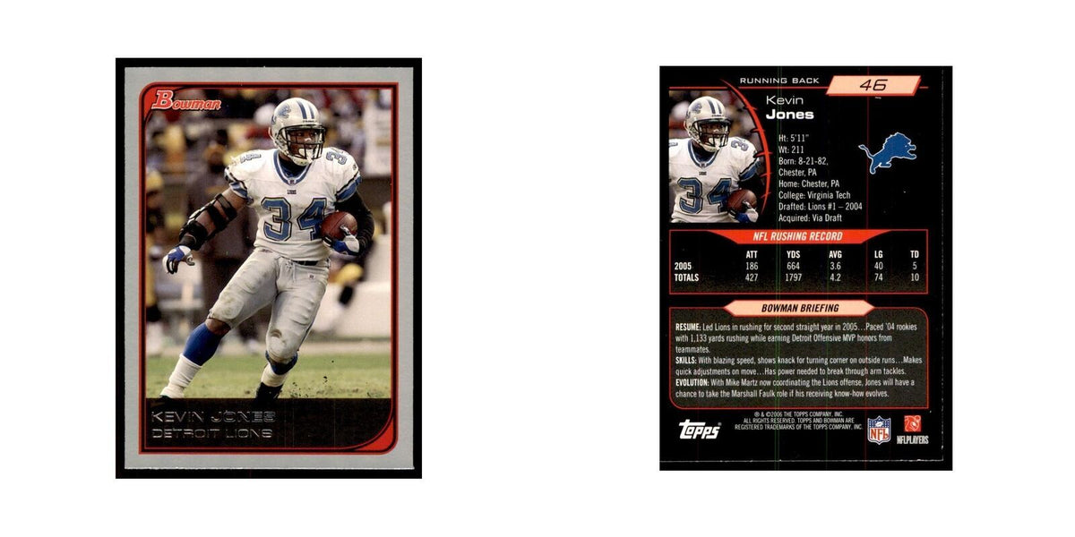 2006 Bowman Kevin Jones Football Cards #46