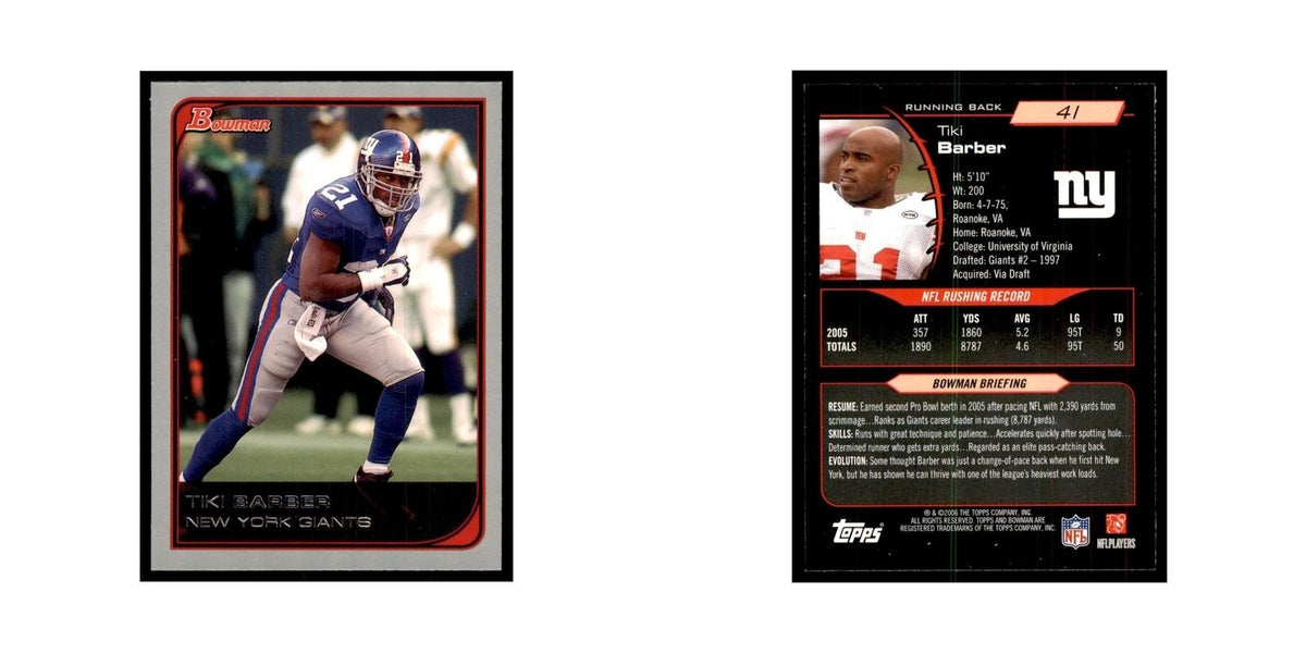 2006 Bowman Tiki Barber Football Cards #41