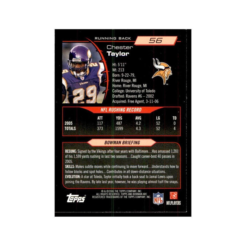 2006 Bowman Chester Taylor Football Cards #56