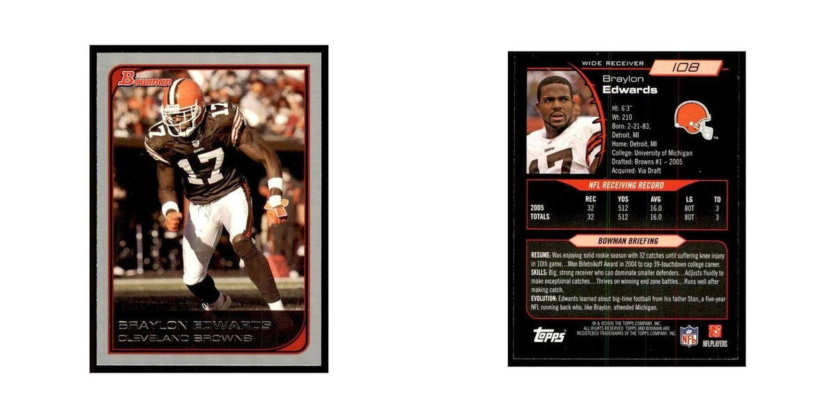 2006 Bowman Braylon Edwards Football Cards #108