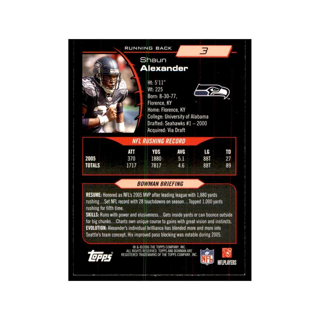 2006 Bowman Shaun Alexander Football Cards #3