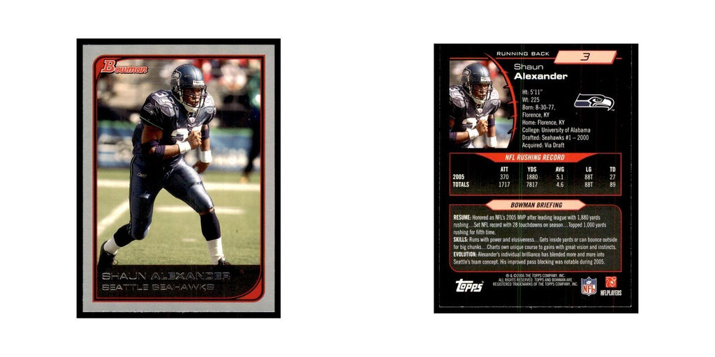 2006 Bowman Shaun Alexander Football Cards #3