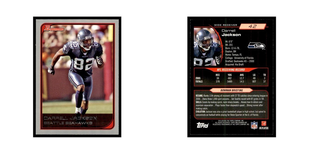 2006 Bowman Darrell Jackson Football Cards #42