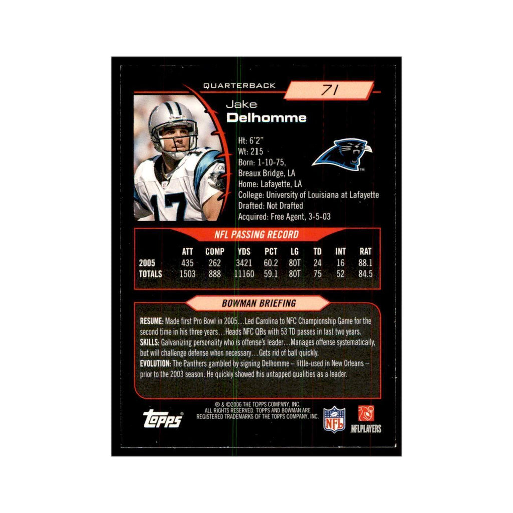 2006 Bowman Jake Delhomme Football Cards #71