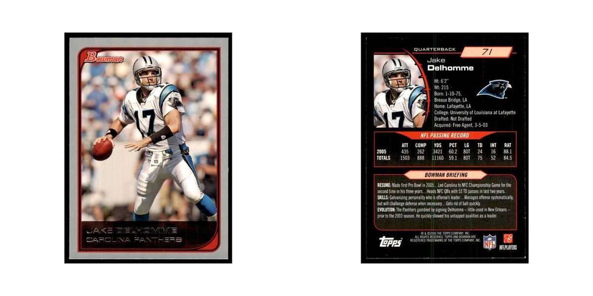 2006 Bowman Jake Delhomme Football Cards #71