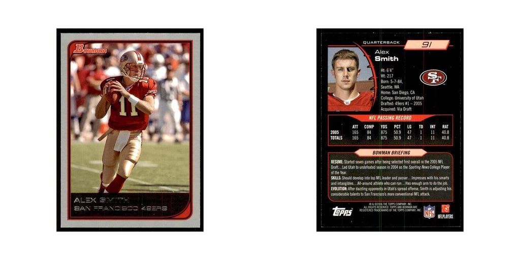 2006 Bowman Alex Smith Football Cards #91