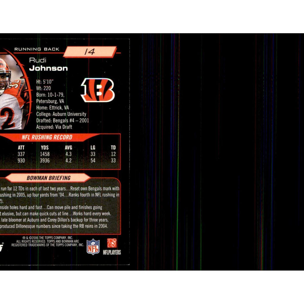 2006 Bowman Rudi Johnson Football Cards #14