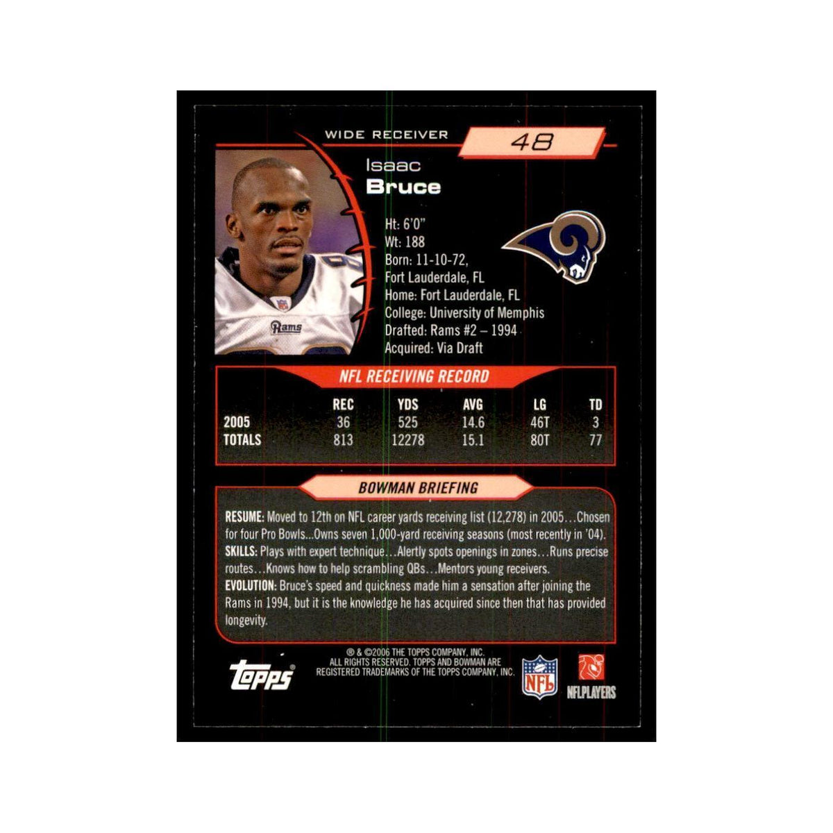 2006 Bowman Isaac Bruce Football Cards #48