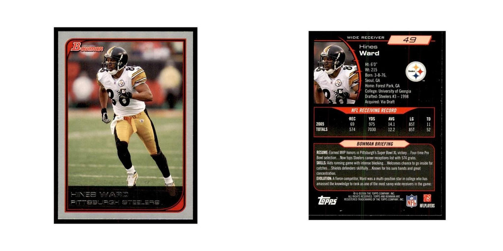 2006 Bowman Hines Ward Football Cards #49