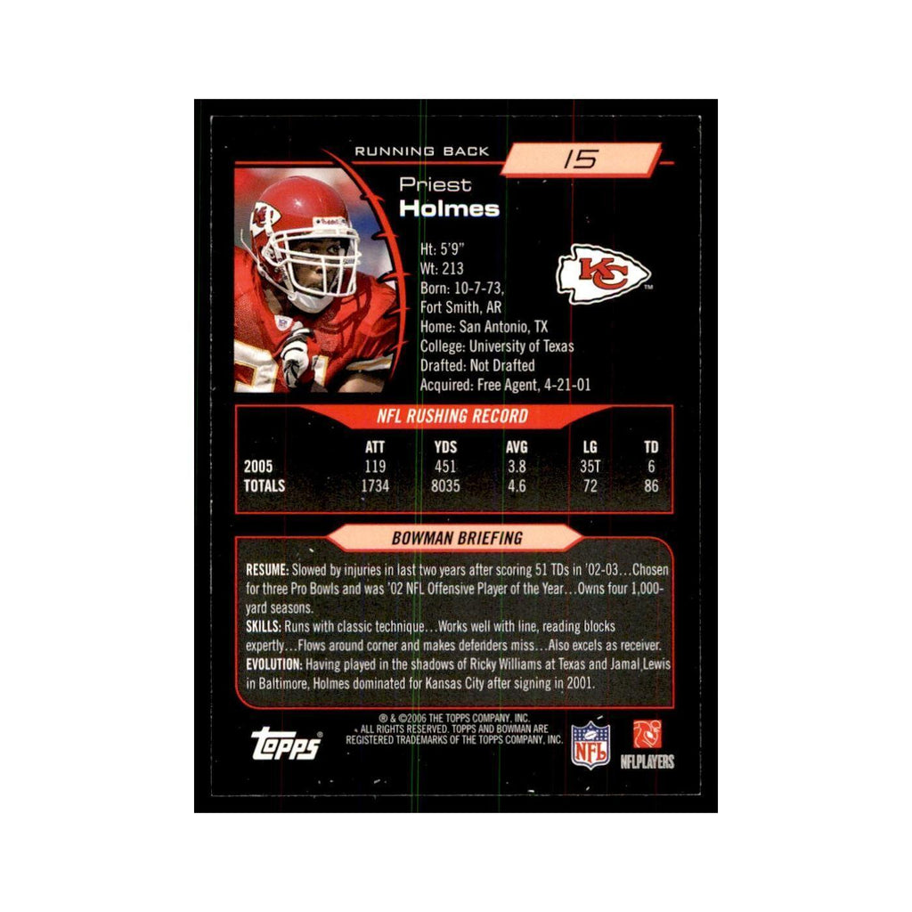 2006 Bowman Priest Holmes Football Cards #15