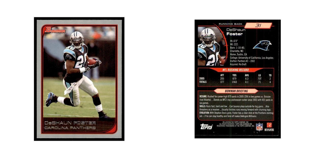 2006 Bowman DeShaun Foster Football Cards #31