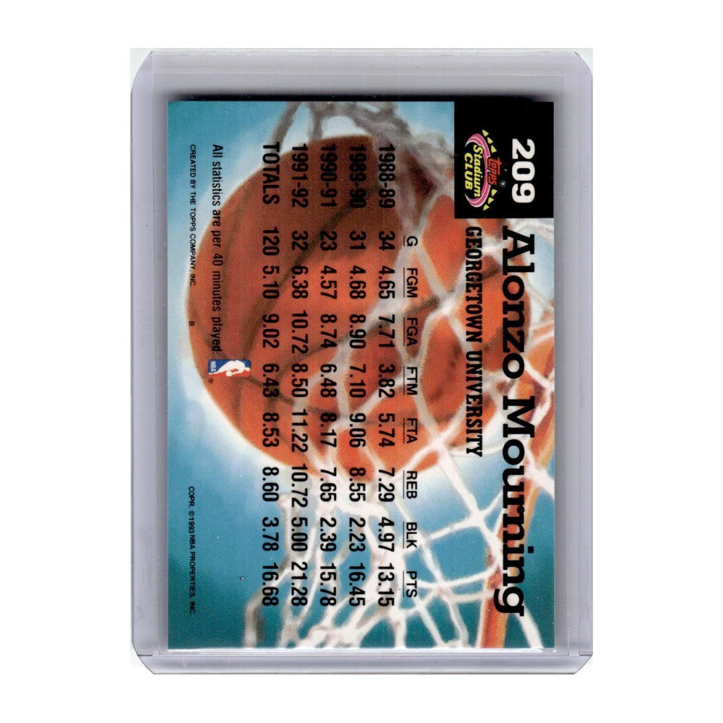 1992 Stadium Club Alonzo Mourning Hornets #209