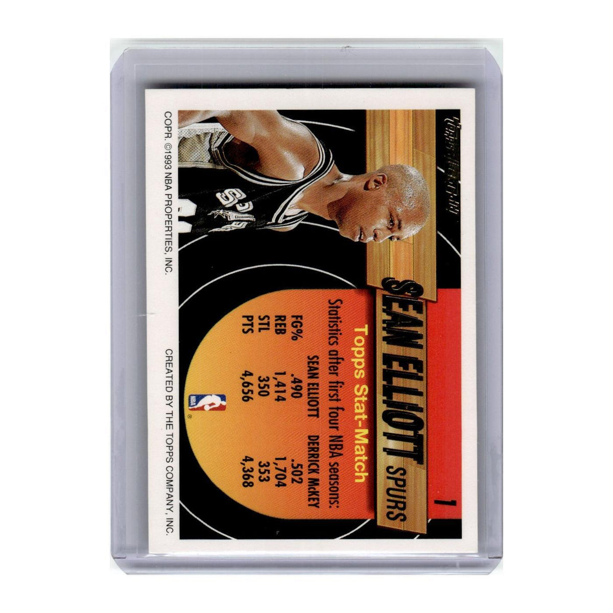 1993 Topps Black Gold Sean Elliott Spurs #1