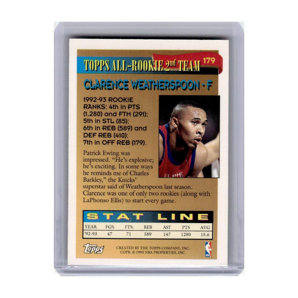 1993 Topps Clarence Weatherspoon 76ers #179