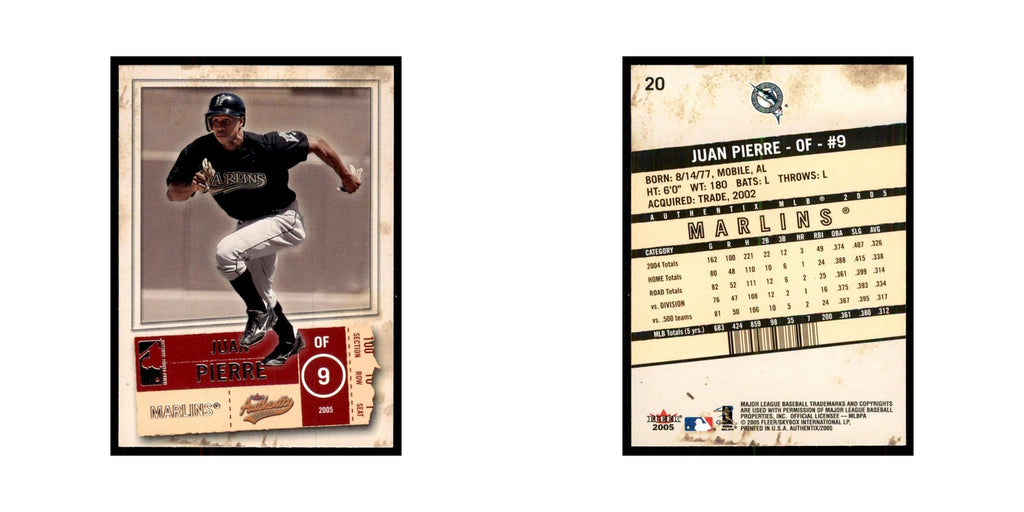 2005 Fleer Authentix Juan Pierre Florida Marlins #20
