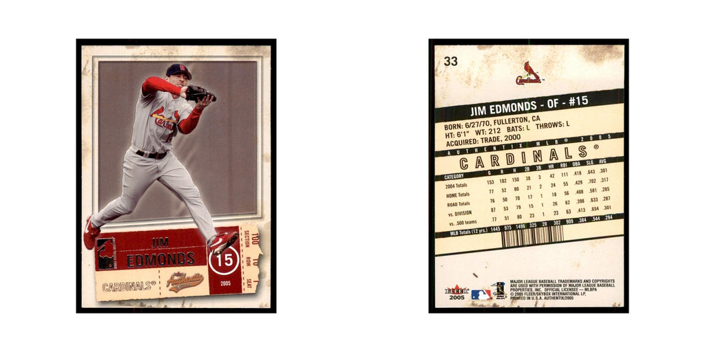 2005 Fleer Authentix Jim Edmonds Cardinals #33