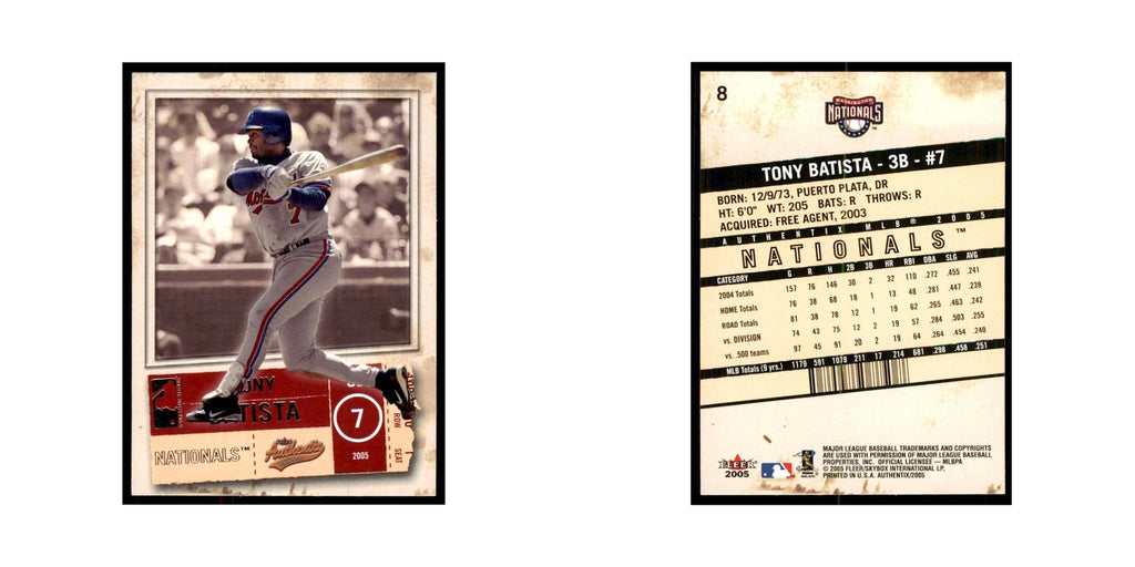 2005 Fleer Authentix Tony Batista Nationals #8