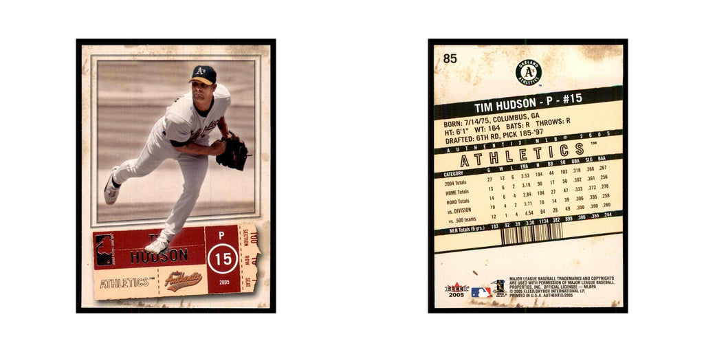 2005 Fleer Authentix Tim Hudson Athletics #85