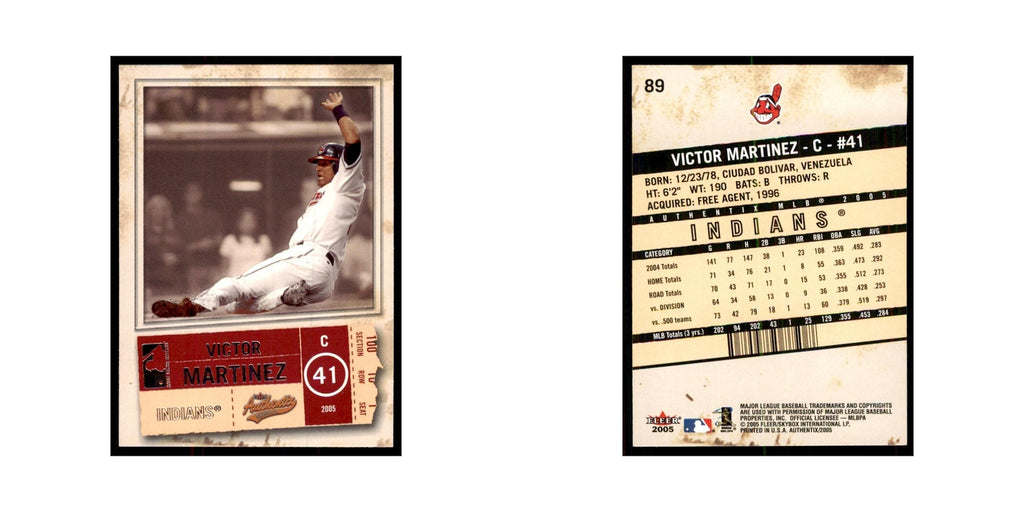 2005 Fleer Authentix Victor Martinez Indians #89