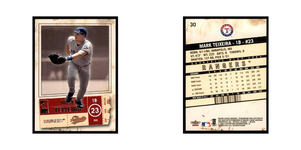 2005 Fleer Authentix Mark Teixeira Rangers #30