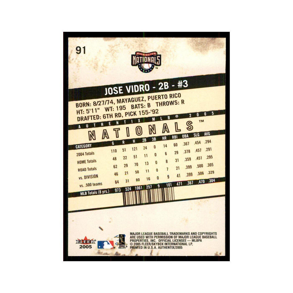2005 Fleer Authentix Jose Vidro Nationals #91