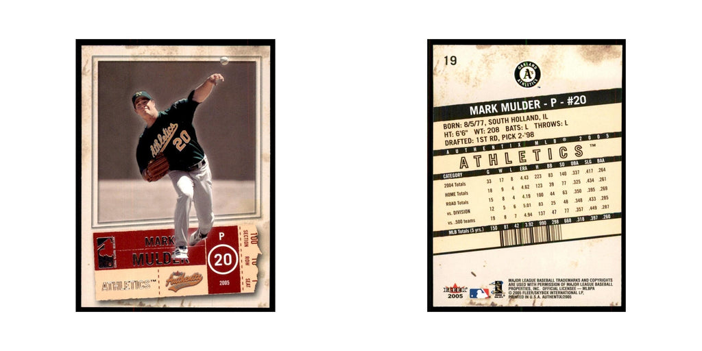 2005 Fleer Authentix Mark Mulder Athletics #19