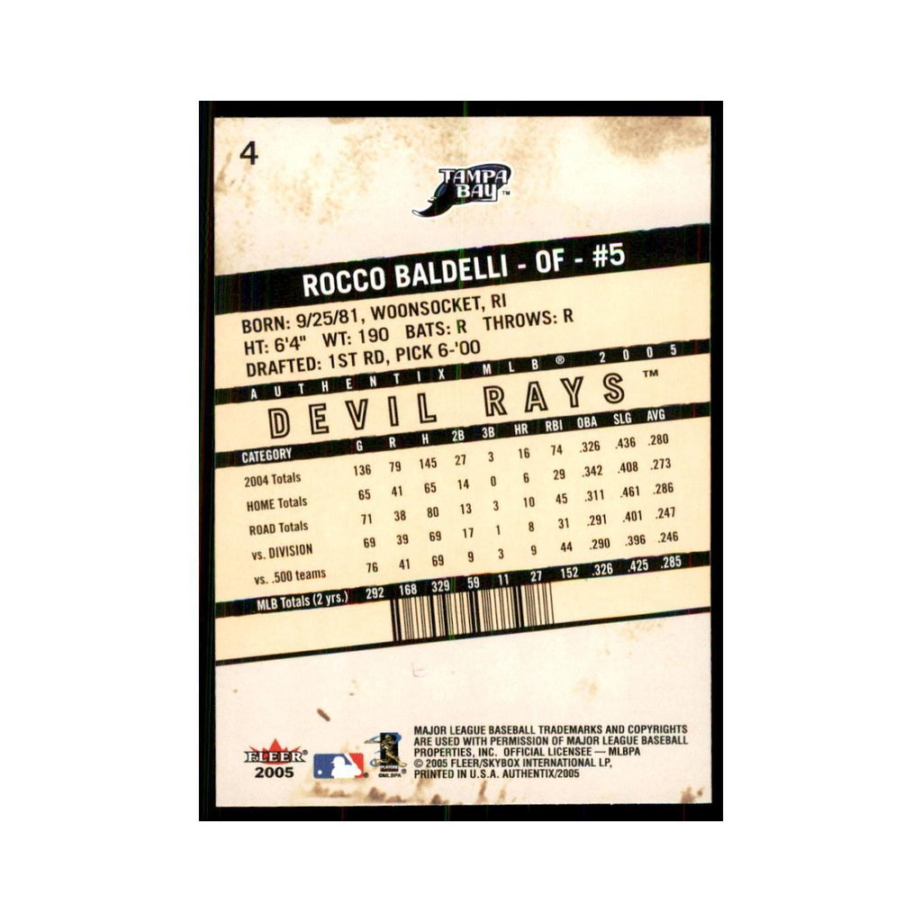 2005 Fleer Authentix Rocco Baldelli Rays #4