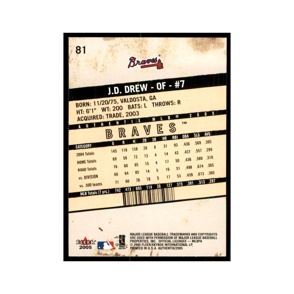 2005 Fleer Authentix J.D. Drew Braves #81