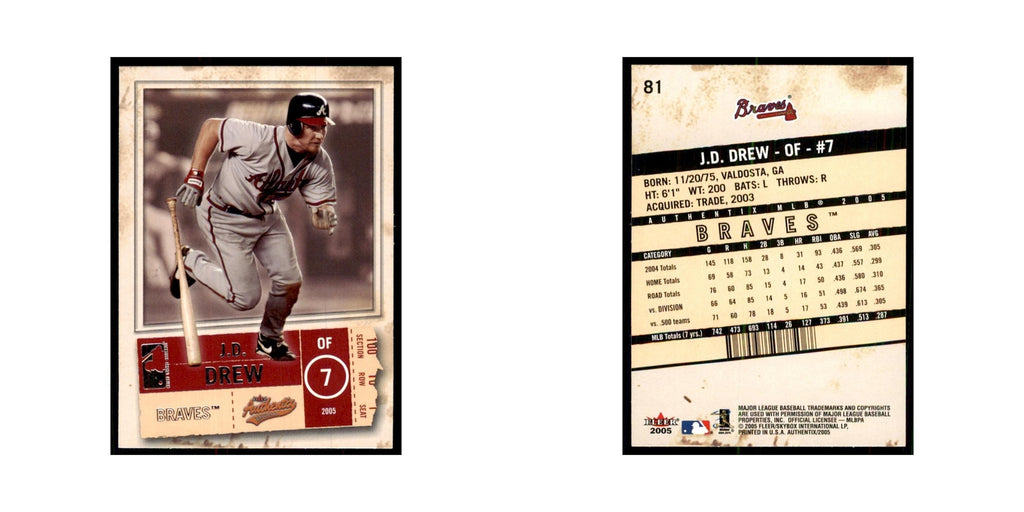 2005 Fleer Authentix J.D. Drew Braves #81